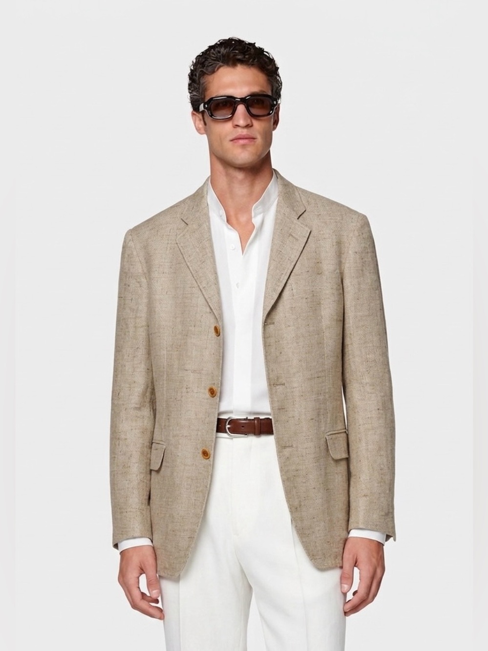 John Varvatos $1790 Italian Linen/Silk Blazer Size 44 XL Resort Old Money Rustic